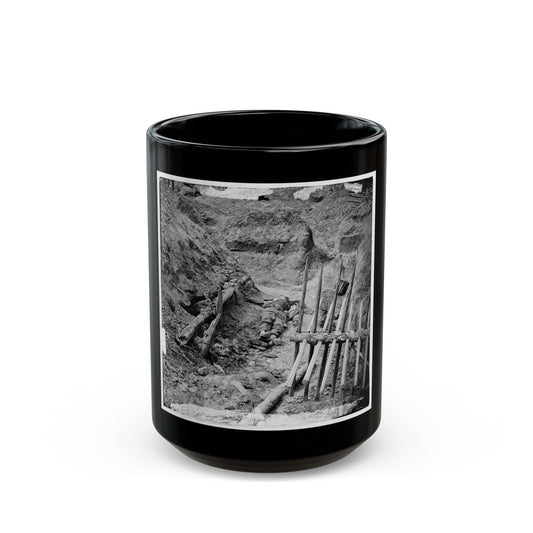 Petersburg, Va. Dead Confederate Soldier, In Trench Beyond A Section Of Chevaux-De-Frise (U.S. Civil War) Black Coffee Mug-15oz-The Sticker Space