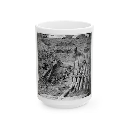 Petersburg, Va. Dead Confederate Soldier, In Trench Beyond A Section Of Chevaux-De-Frise (U.S. Civil War) White Coffee Mug-15oz-The Sticker Space