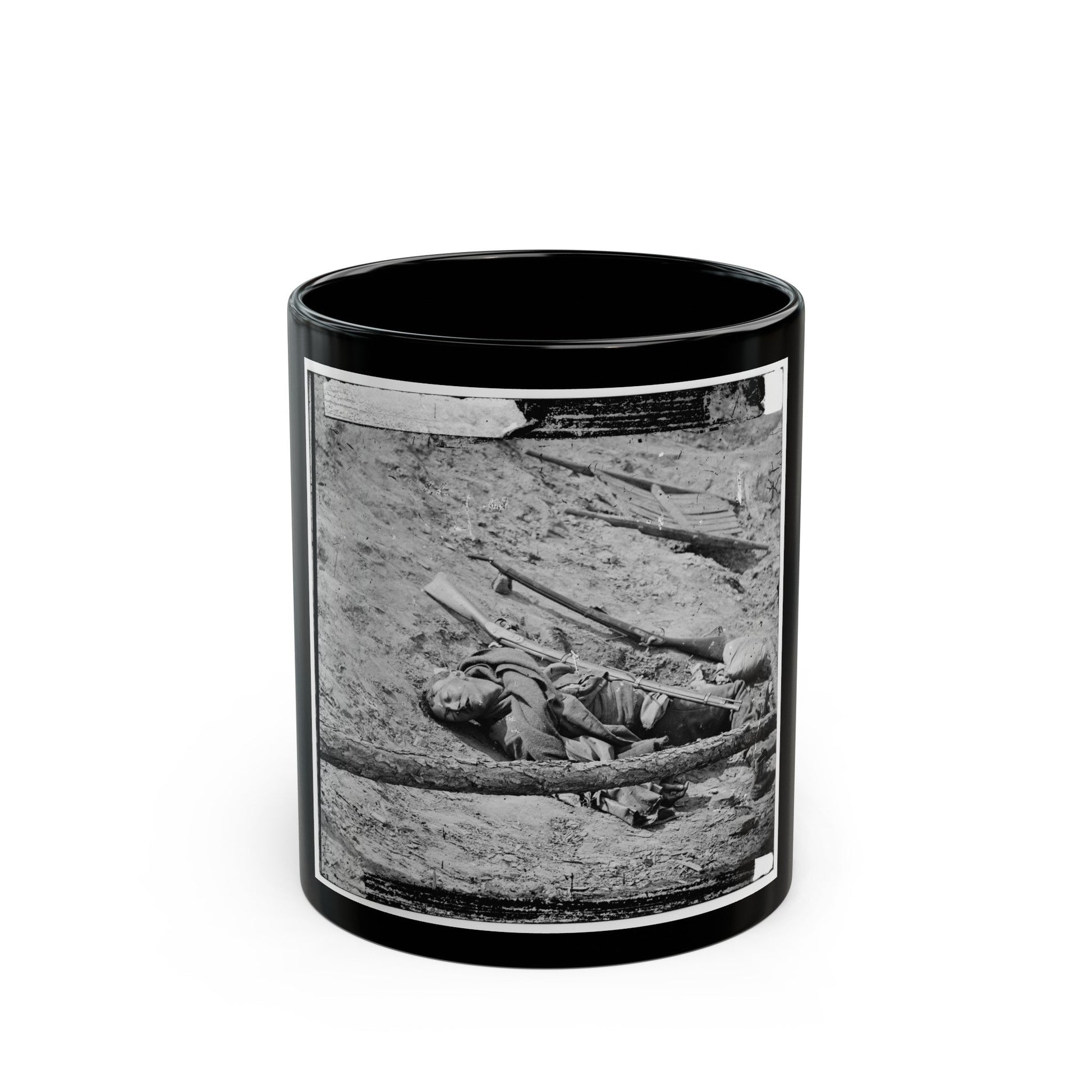 Petersburg, Va. Dead Confederate Soldier With Gun (U.S. Civil War) Black Coffee Mug-11oz-The Sticker Space