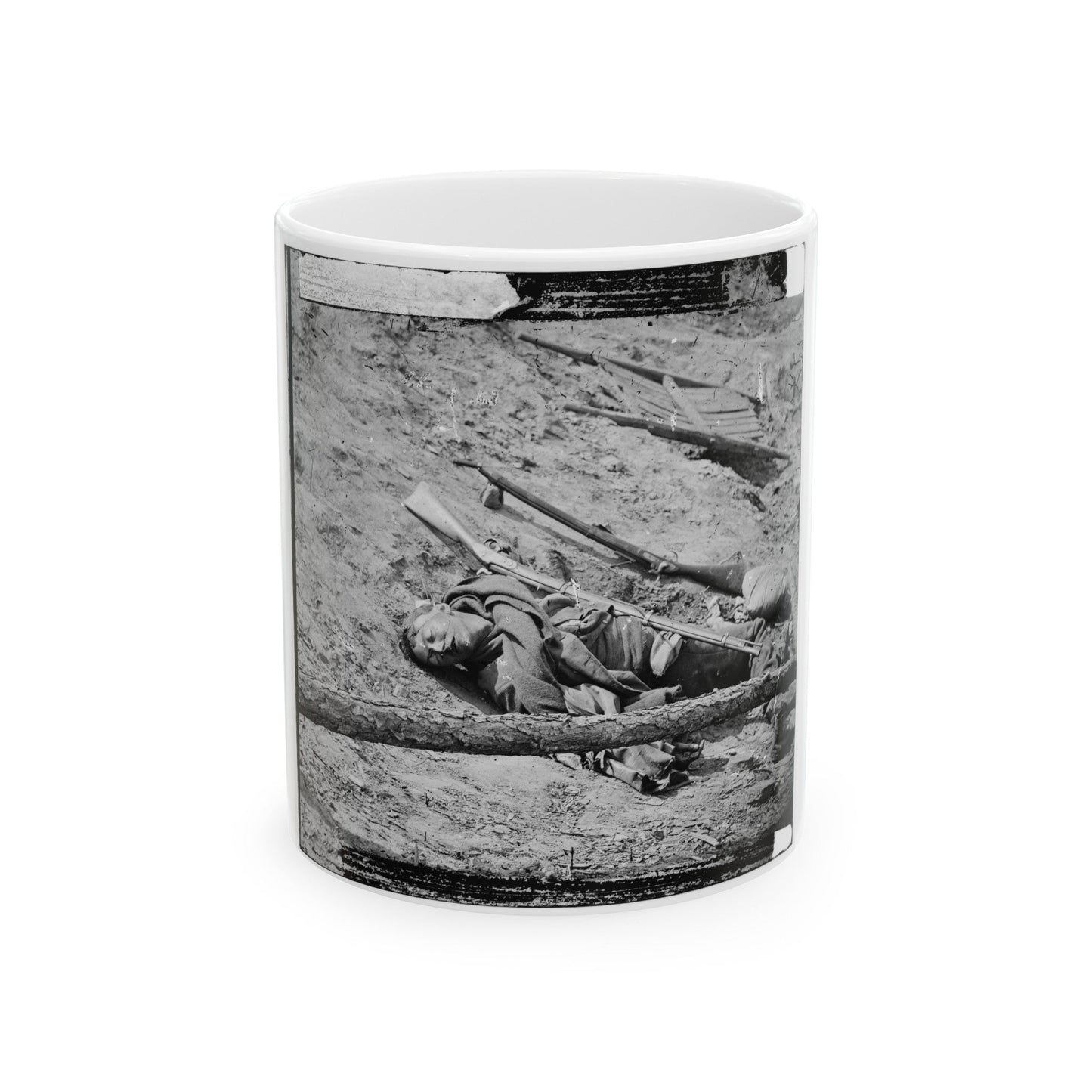 Petersburg, Va. Dead Confederate Soldier With Gun (U.S. Civil War) White Coffee Mug-11oz-The Sticker Space