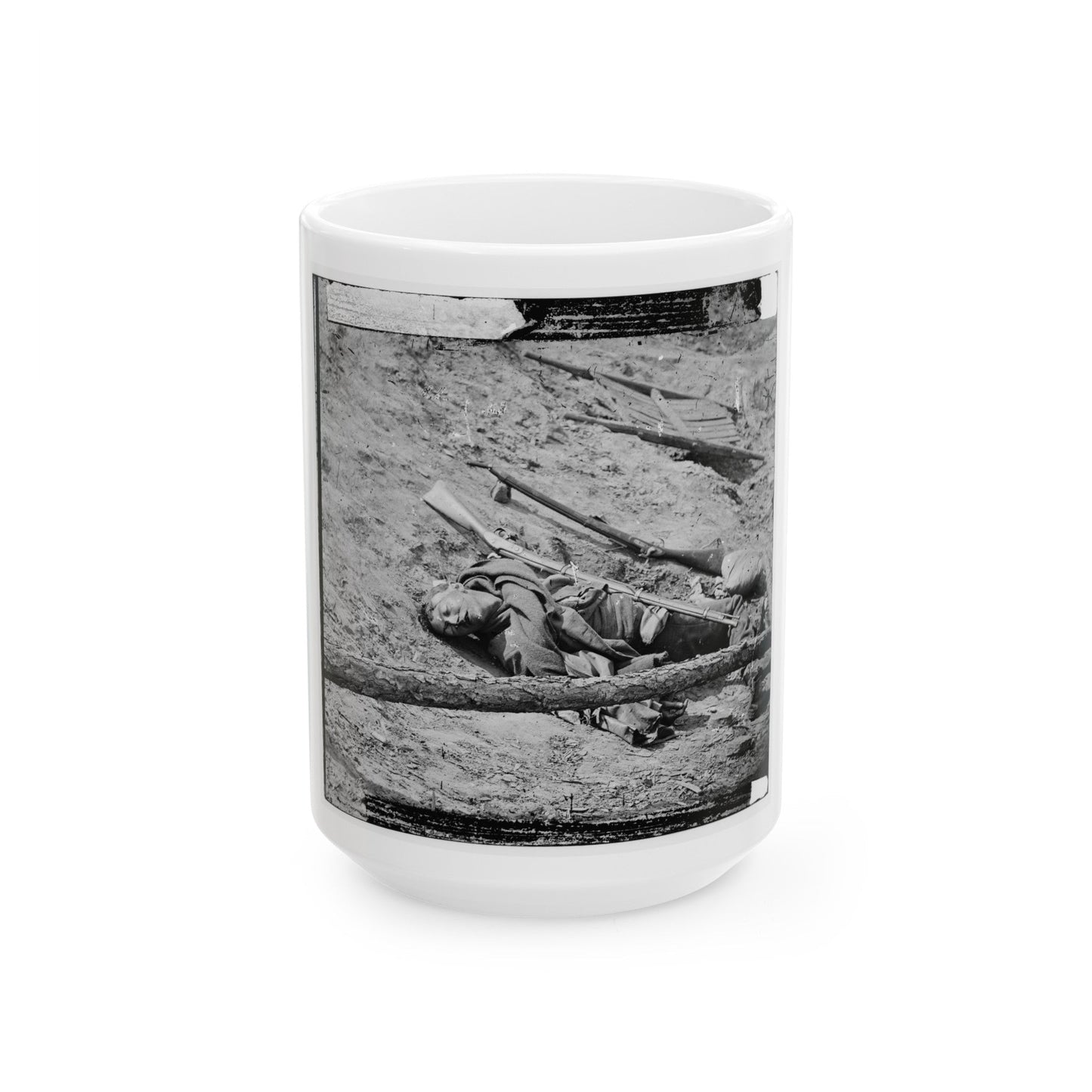 Petersburg, Va. Dead Confederate Soldier With Gun (U.S. Civil War) White Coffee Mug-15oz-The Sticker Space