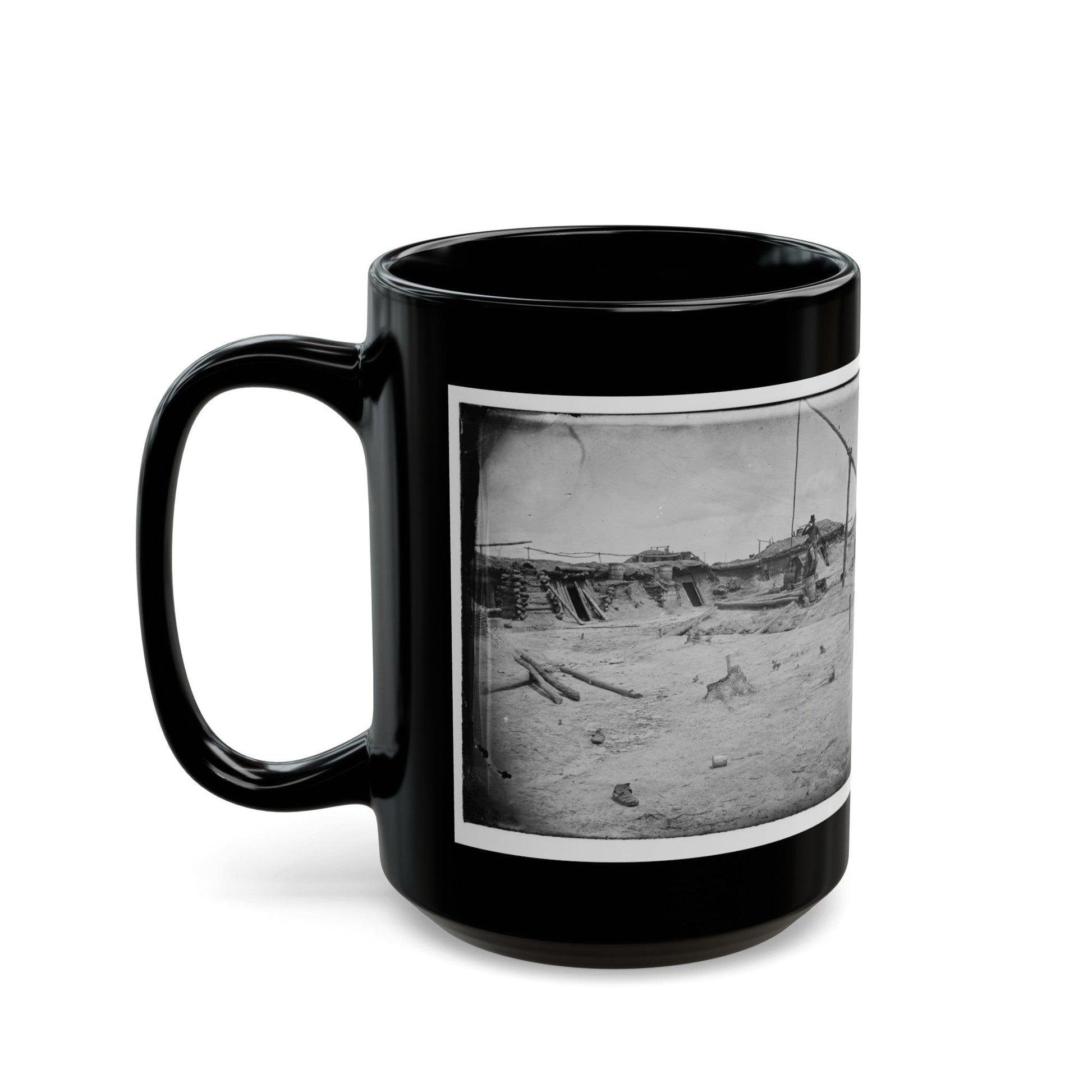 Petersburg, Va. Earthworks In Front Of The Town (U.S. Civil War) Black Coffee Mug-The Sticker Space