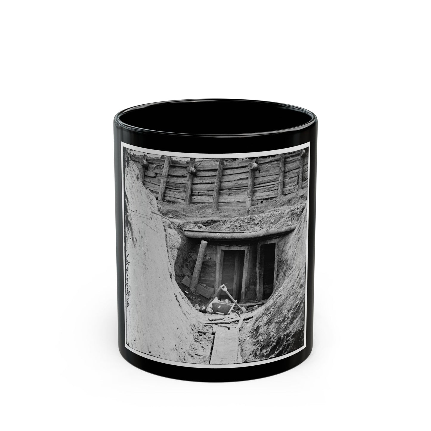 Petersburg, Va. Entrance To Mine In Fort Mahone, Intended To Undermine Fort Sedgwick (U.S. Civil War) Black Coffee Mug-11oz-The Sticker Space