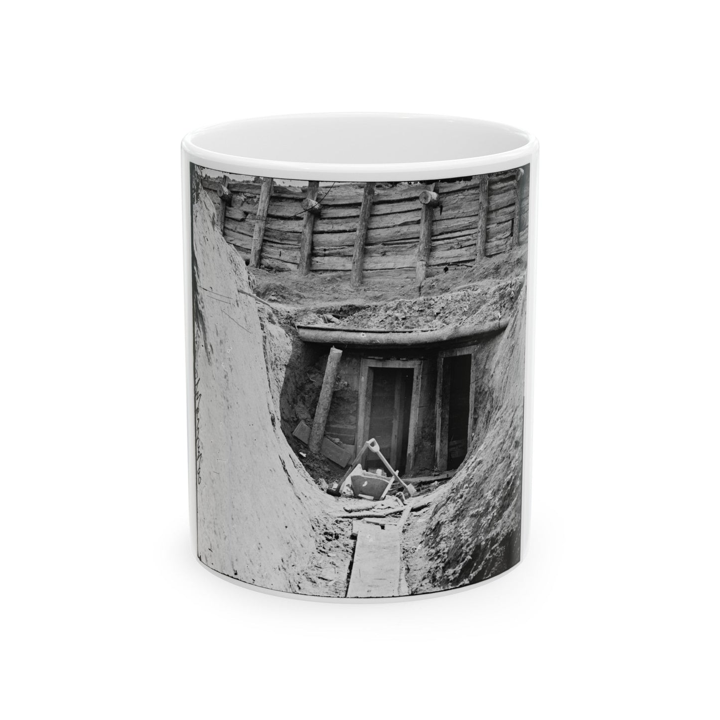 Petersburg, Va. Entrance To Mine In Fort Mahone, Intended To Undermine Fort Sedgwick (U.S. Civil War) White Coffee Mug-11oz-The Sticker Space
