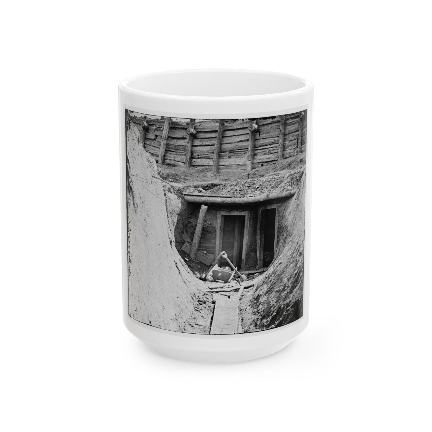 Petersburg, Va. Entrance To Mine In Fort Mahone, Intended To Undermine Fort Sedgwick (U.S. Civil War) White Coffee Mug-15oz-The Sticker Space