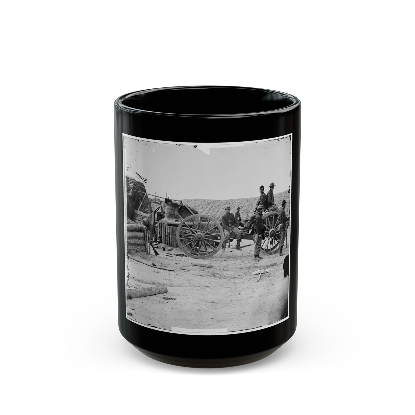 Petersburg, Va. Federal Soldiers Removing Artillery From Confederate Fortifications (U.S. Civil War) Black Coffee Mug-15oz-The Sticker Space