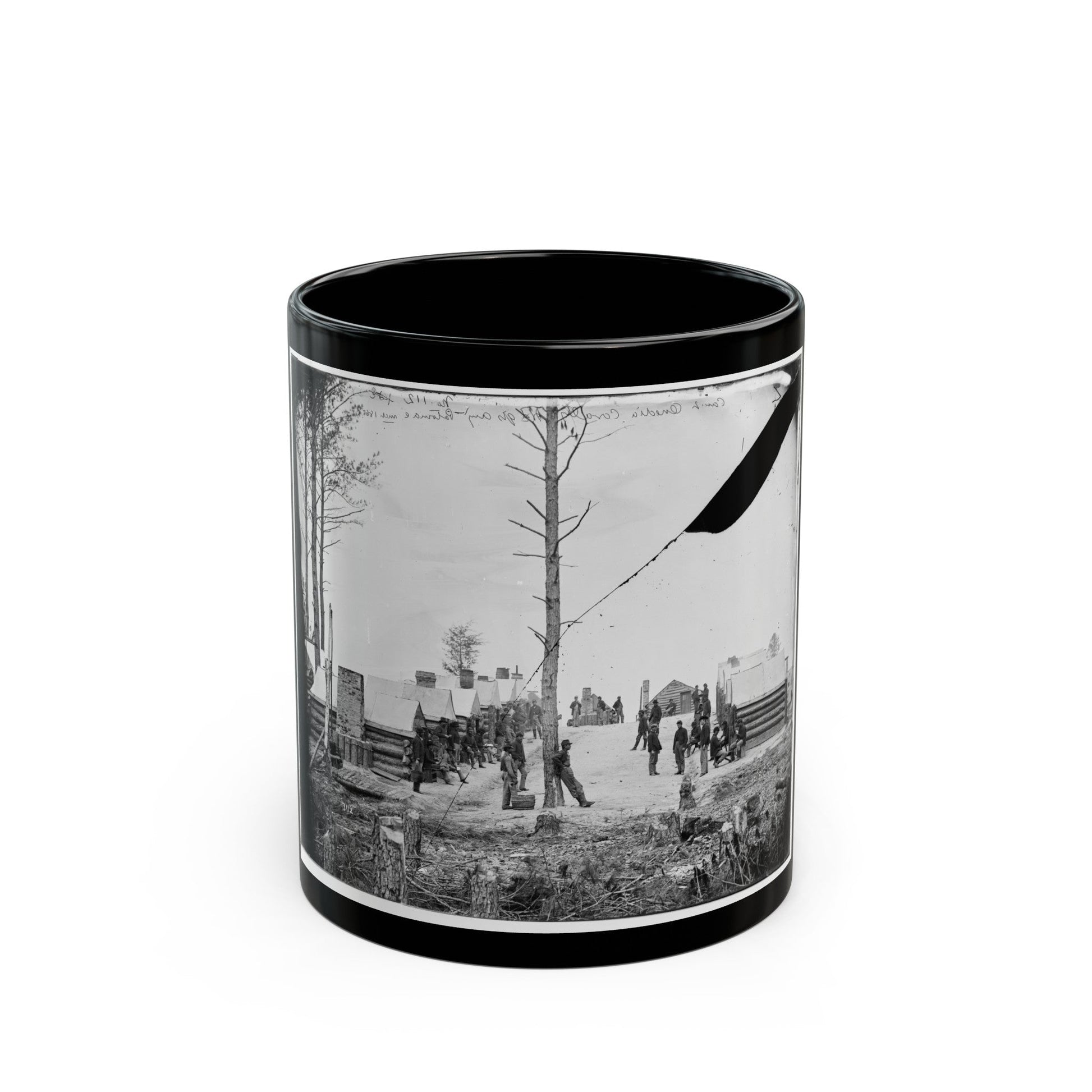 Petersburg, Va. General View Of Camp Of Oneida, N.Y., Independent Cavalry Company At Army Headquarters, With Men At Leisure (U.S. Civil War) Black Coffee Mug-11oz-The Sticker Space