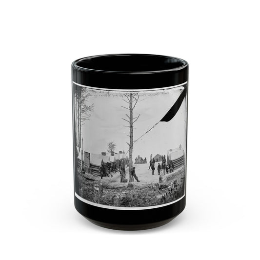 Petersburg, Va. General View Of Camp Of Oneida, N.Y., Independent Cavalry Company At Army Headquarters, With Men At Leisure (U.S. Civil War) Black Coffee Mug-15oz-The Sticker Space