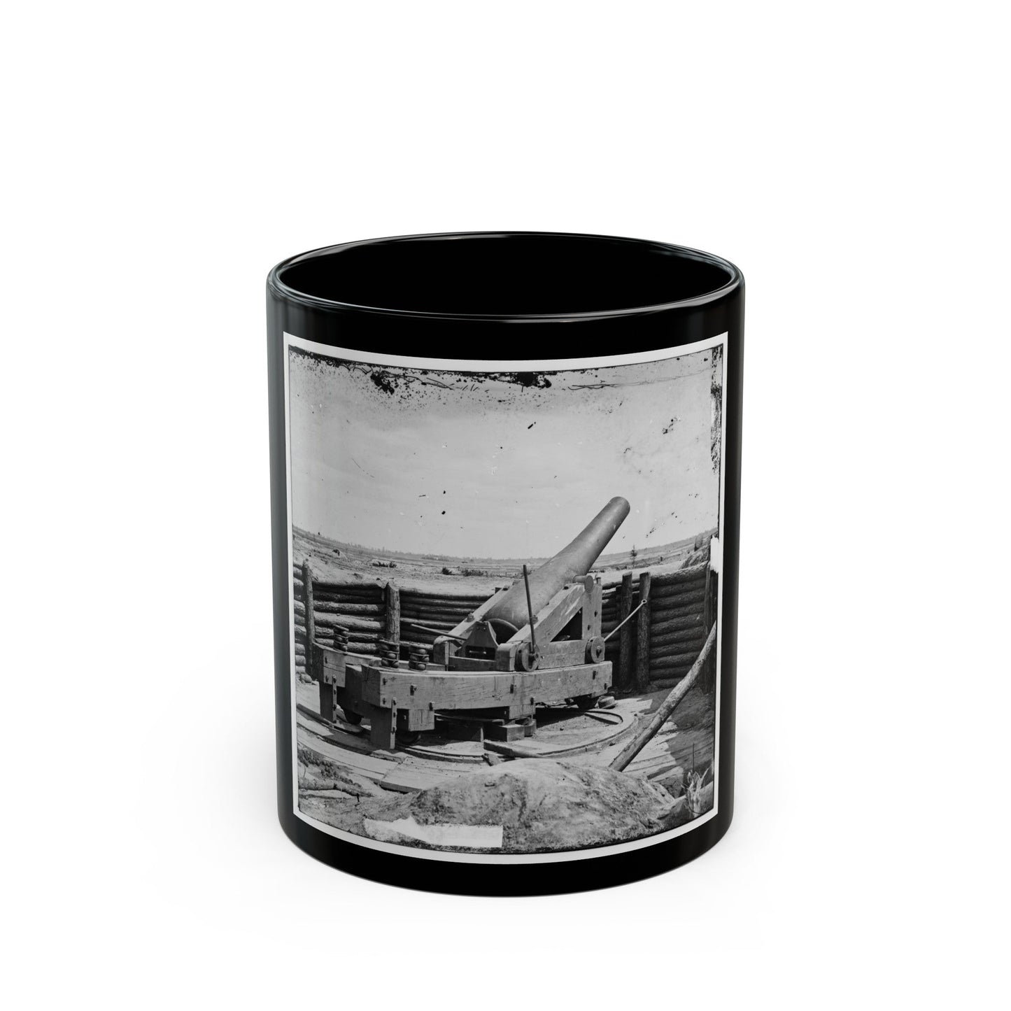 Petersburg, Va. Heavy Gun Mounted On Inner Line Of Confederate Fortifications (U.S. Civil War) Black Coffee Mug-11oz-The Sticker Space