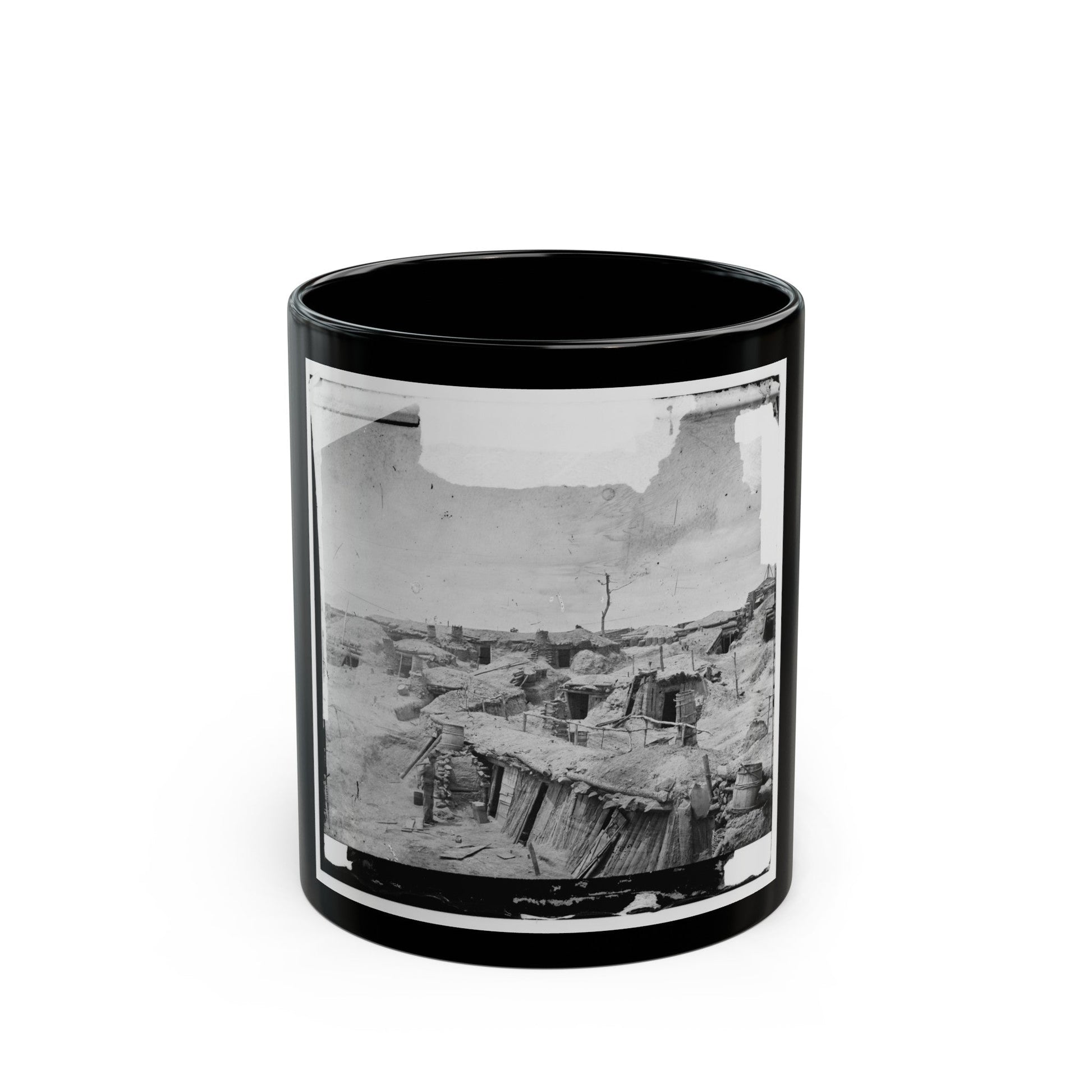 Petersburg, Va. Interior Of Fort Sedgwick, With Bomb-Proof Quarters Of Garrison (U.S. Civil War) Black Coffee Mug-11oz-The Sticker Space