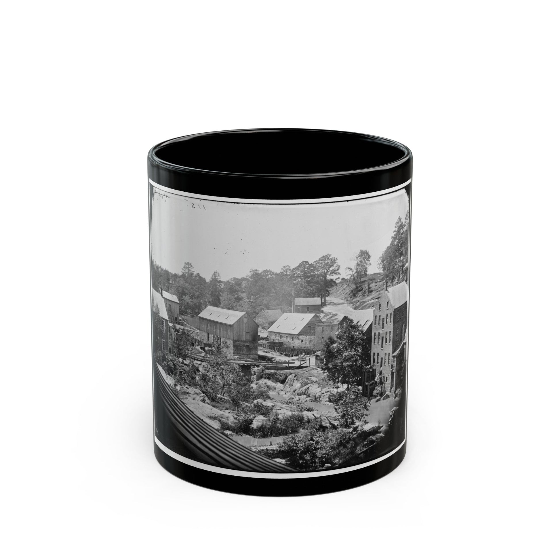 Petersburg, Va. Mills On The Appomattox River Near Campbell's Bridge (U.S. Civil War) Black Coffee Mug-11oz-The Sticker Space