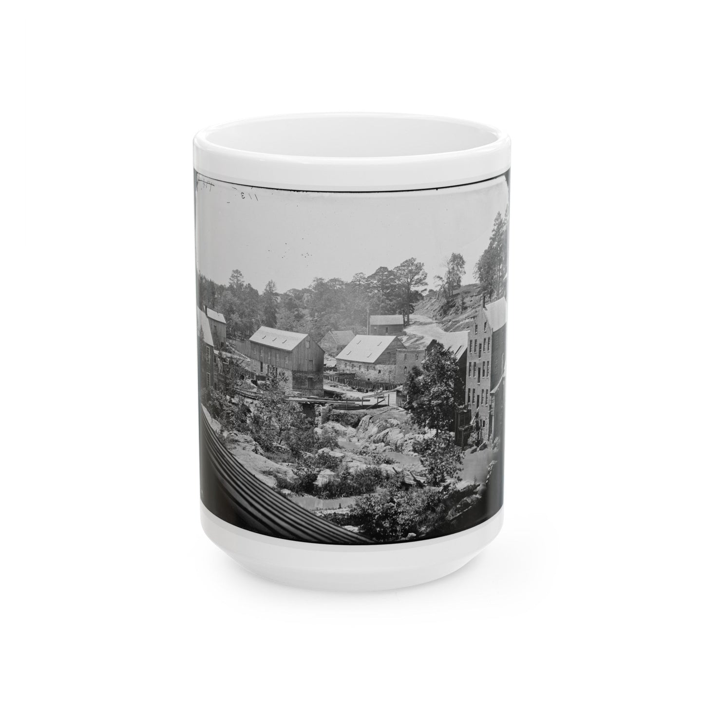 Petersburg, Va. Mills On The Appomattox River Near Campbell's Bridge (U.S. Civil War) White Coffee Mug-15oz-The Sticker Space