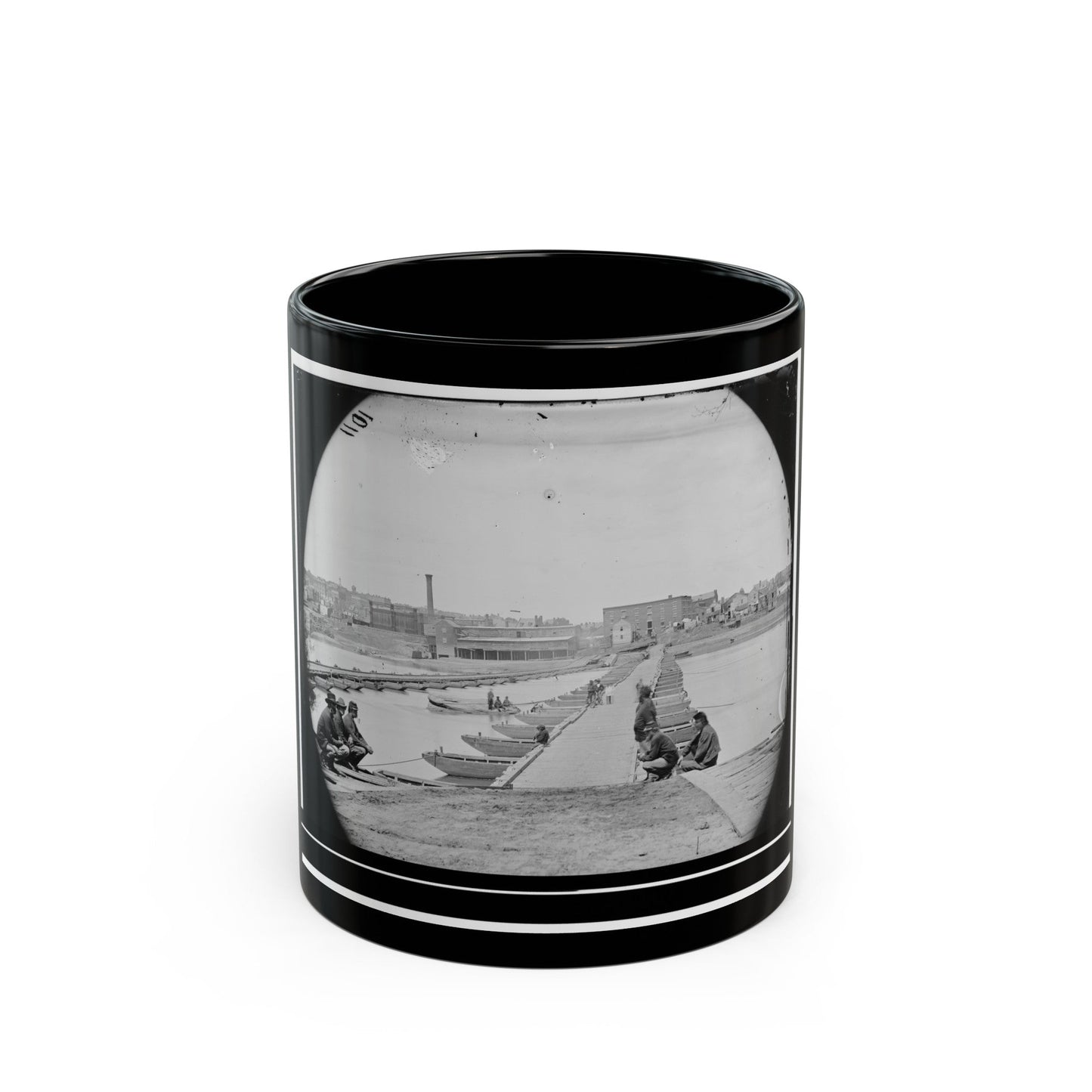 Petersburg, Va. Pontoon Bridges Across The Appomattox River (U.S. Civil War) Black Coffee Mug-11oz-The Sticker Space