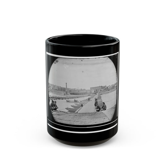 Petersburg, Va. Pontoon Bridges Across The Appomattox River (U.S. Civil War) Black Coffee Mug-15oz-The Sticker Space