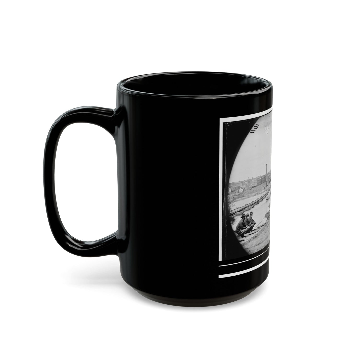 Petersburg, Va. Pontoon Bridges Across The Appomattox River (U.S. Civil War) Black Coffee Mug-The Sticker Space