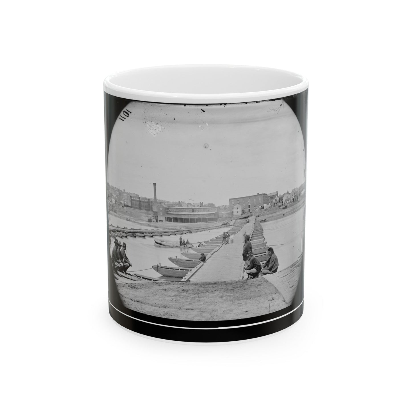 Petersburg, Va. Pontoon Bridges Across The Appomattox River (U.S. Civil War) White Coffee Mug-11oz-The Sticker Space