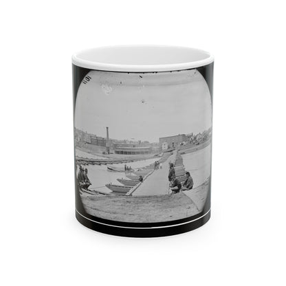 Petersburg, Va. Pontoon Bridges Across The Appomattox River (U.S. Civil War) White Coffee Mug-11oz-The Sticker Space