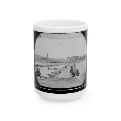 Petersburg, Va. Pontoon Bridges Across The Appomattox River (U.S. Civil War) White Coffee Mug-15oz-The Sticker Space