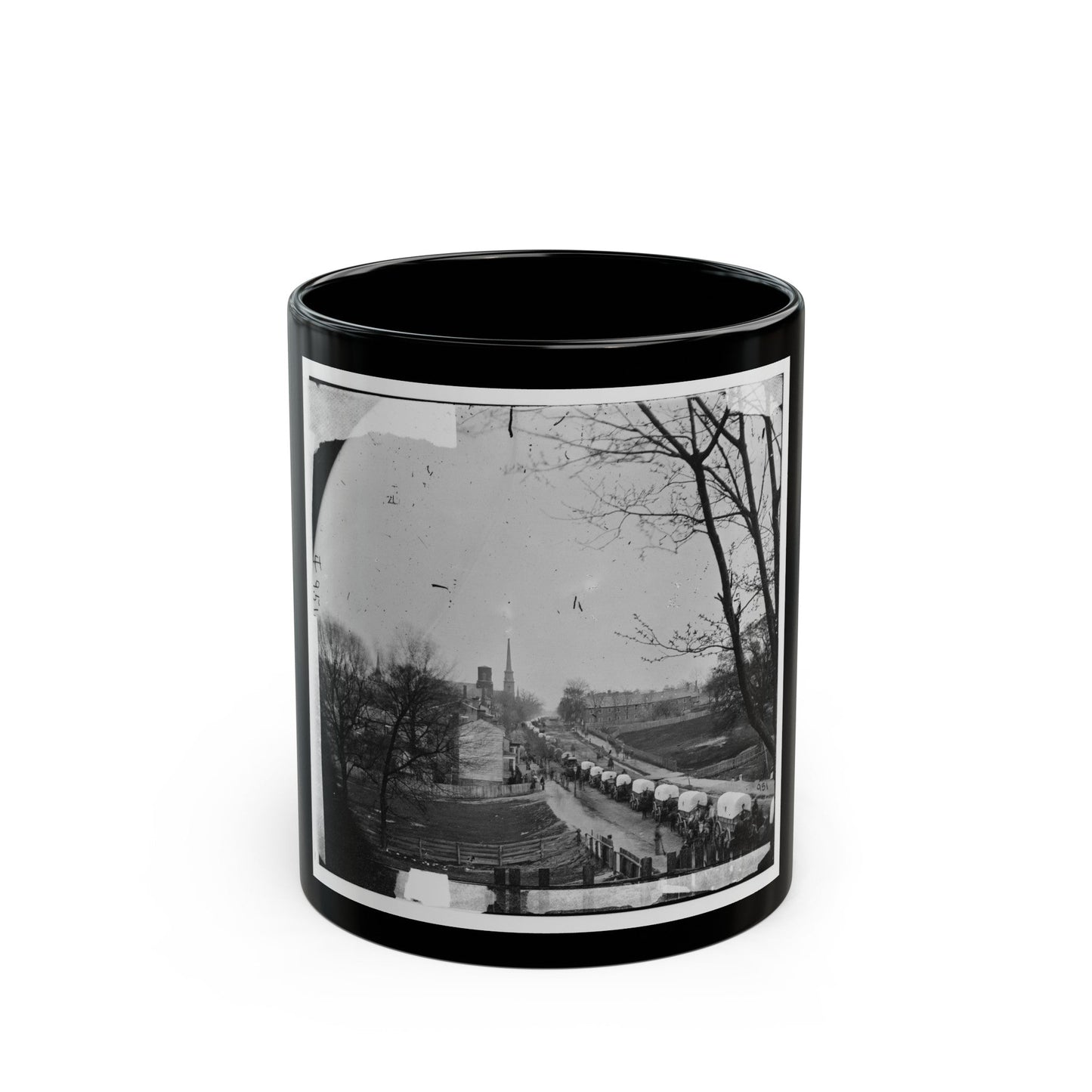 Petersburg, Va. The First Federal Wagon Train Entering The Town (U.S. Civil War) Black Coffee Mug-11oz-The Sticker Space