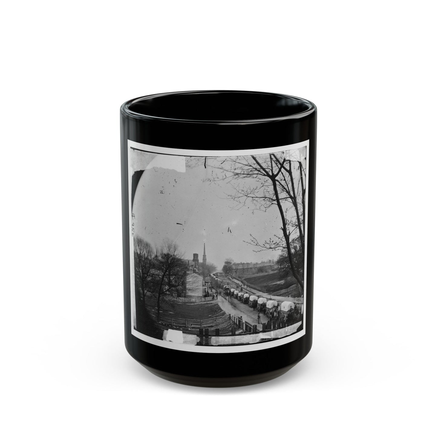 Petersburg, Va. The First Federal Wagon Train Entering The Town (U.S. Civil War) Black Coffee Mug-15oz-The Sticker Space