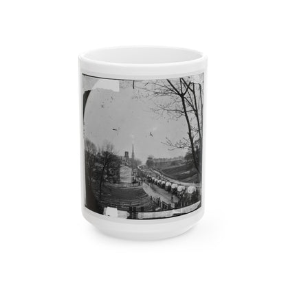 Petersburg, Va. The First Federal Wagon Train Entering The Town (U.S. Civil War) White Coffee Mug-15oz-The Sticker Space