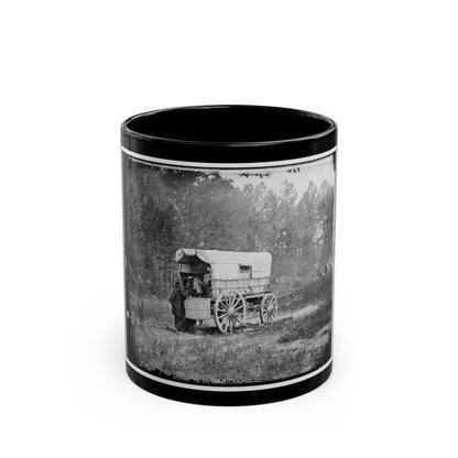 Petersburg, Va. U.S. Military Telegraph Battery Wagon, Army Of The Potomac Headquarters (U.S. Civil War) Black Coffee Mug-11oz-The Sticker Space