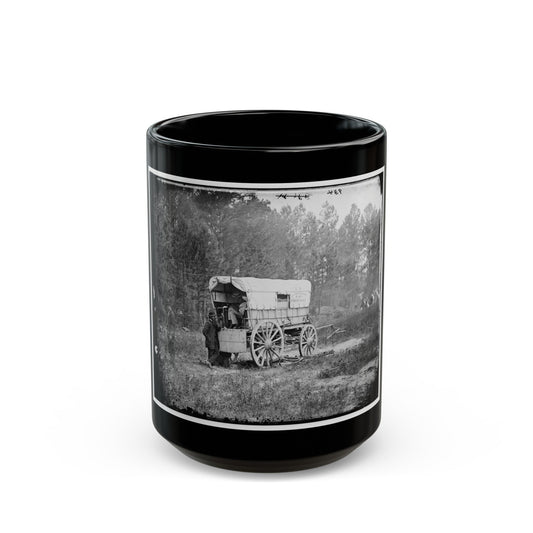 Petersburg, Va. U.S. Military Telegraph Battery Wagon, Army Of The Potomac Headquarters (U.S. Civil War) Black Coffee Mug-15oz-The Sticker Space