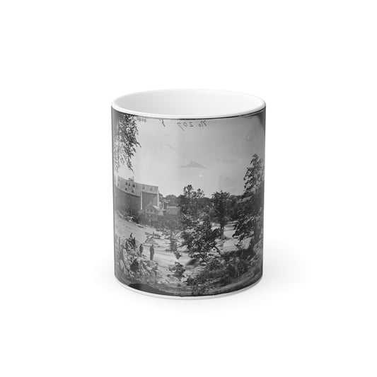 Petersburg, Va., Vicinity. Johnson's Mill on the Appomattox Near Campbell's Bridge; Soldiers Standing on Rocks in the Stream (U.S. Civil War) Color Morphing Mug 11oz-11oz-The Sticker Space