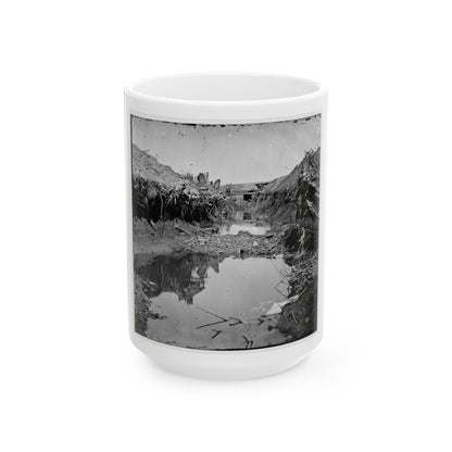 Petersburg, Va. Water-Filled Ditch On West Side Of Fort Sedgwick (U.S. Civil War) White Coffee Mug-15oz-The Sticker Space