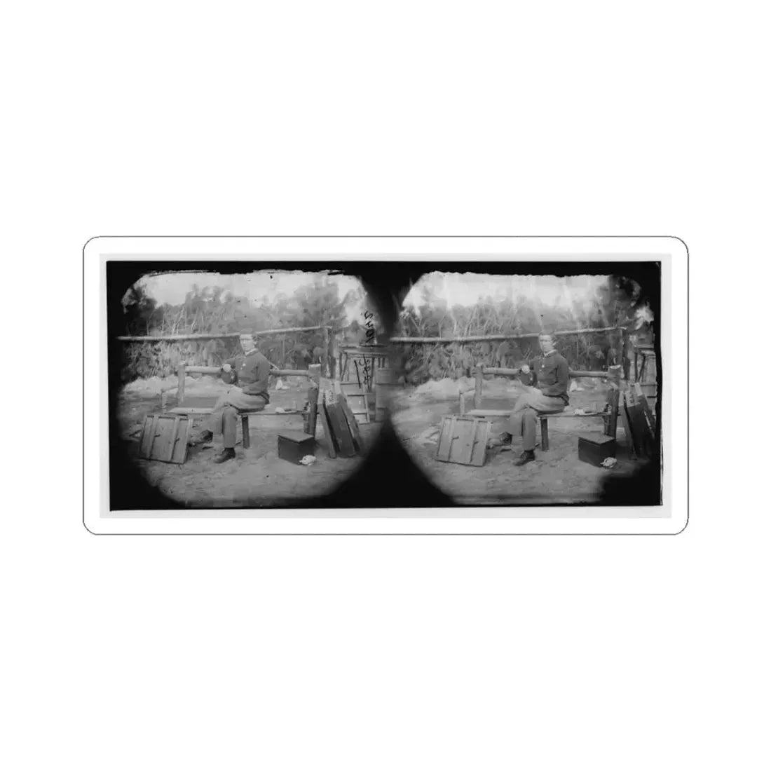 Petersburg, Virginia. Officer Seated (U.S. Civil War) STICKER Vinyl Kiss-Cut Decal 3 Inch White - The Sticker Space