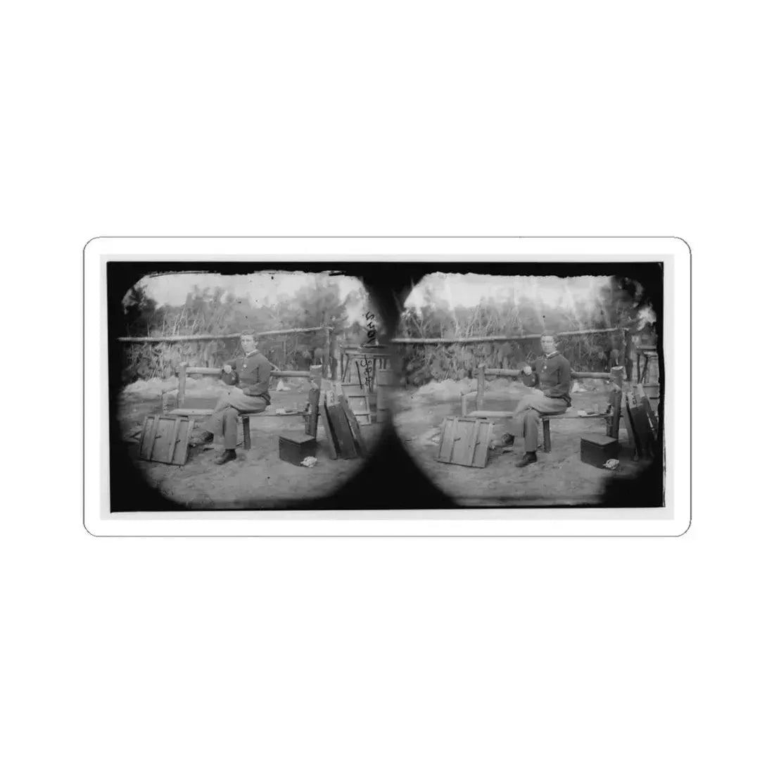 Petersburg, Virginia. Officer Seated (U.S. Civil War) STICKER Vinyl Kiss-Cut Decal 4 Inch White - The Sticker Space