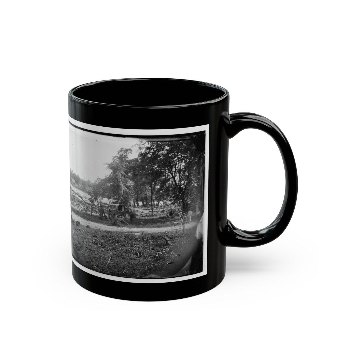 Petersburg, Virginia (Vicinity). View Of James River And Photographic Wagon Of Engineer Corps (U.S. Civil War) Black Coffee Mug