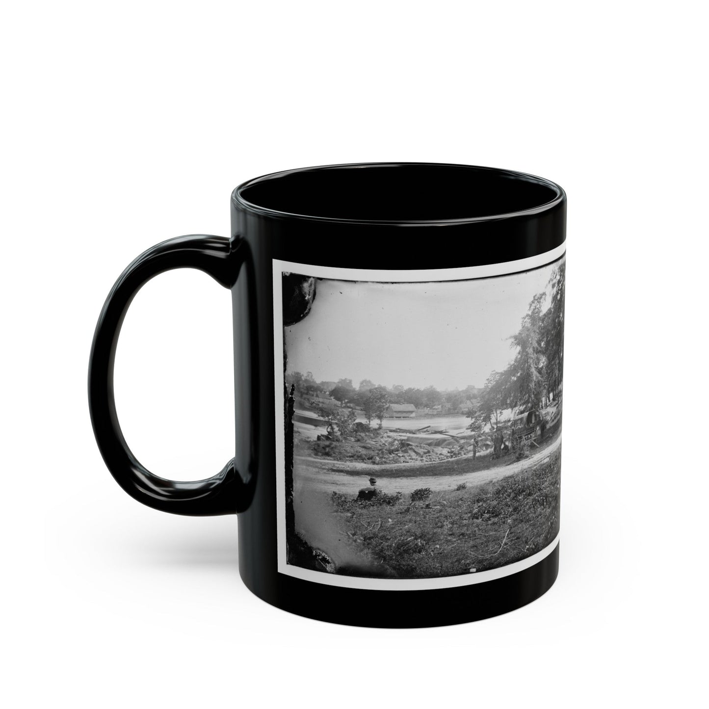 Petersburg, Virginia (Vicinity). View Of James River And Photographic Wagon Of Engineer Corps (U.S. Civil War) Black Coffee Mug
