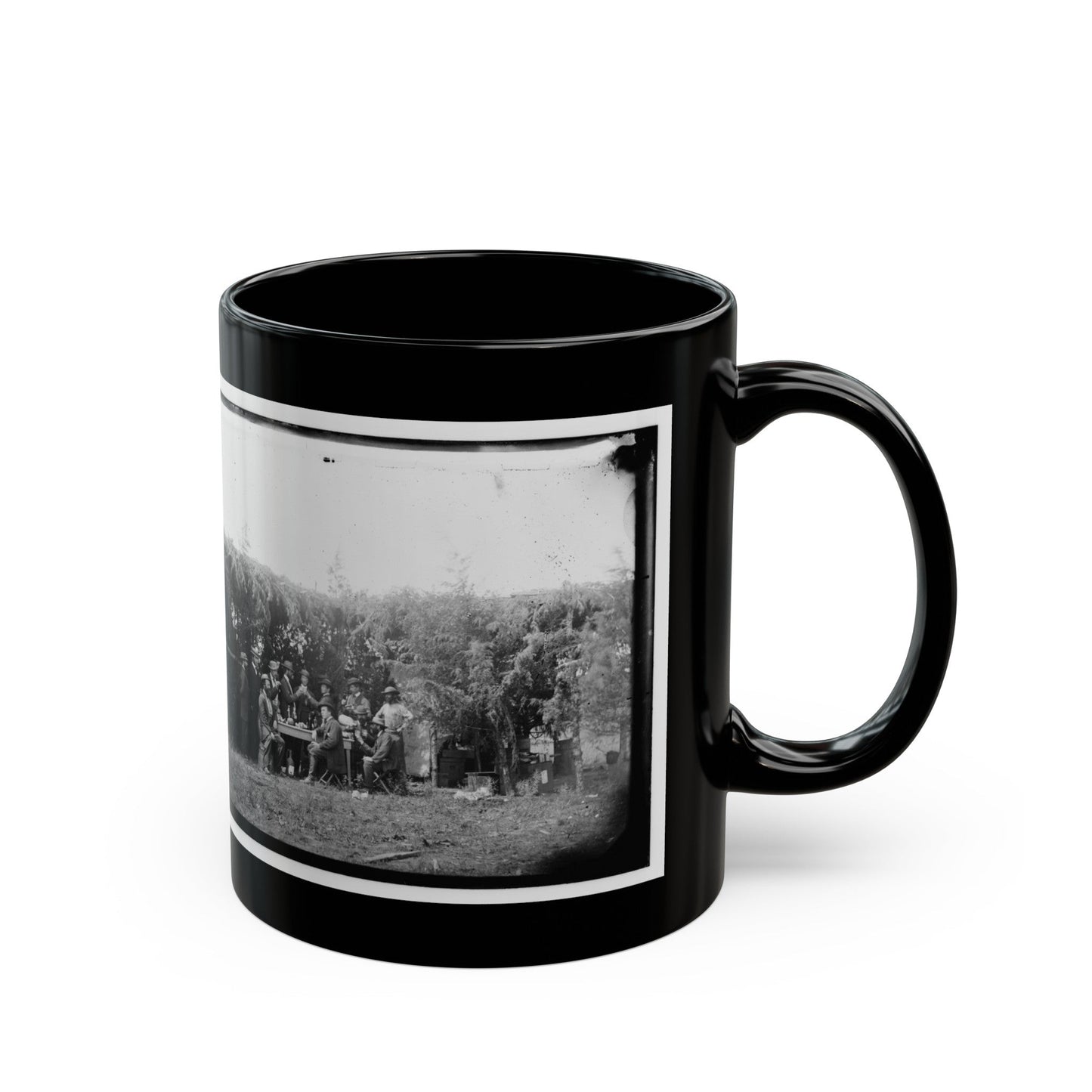 Petersburg, Virginia. Group At Telegraphic Corps Quarters. Headquarters, Army Of The Potomac (U.S. Civil War) Black Coffee Mug