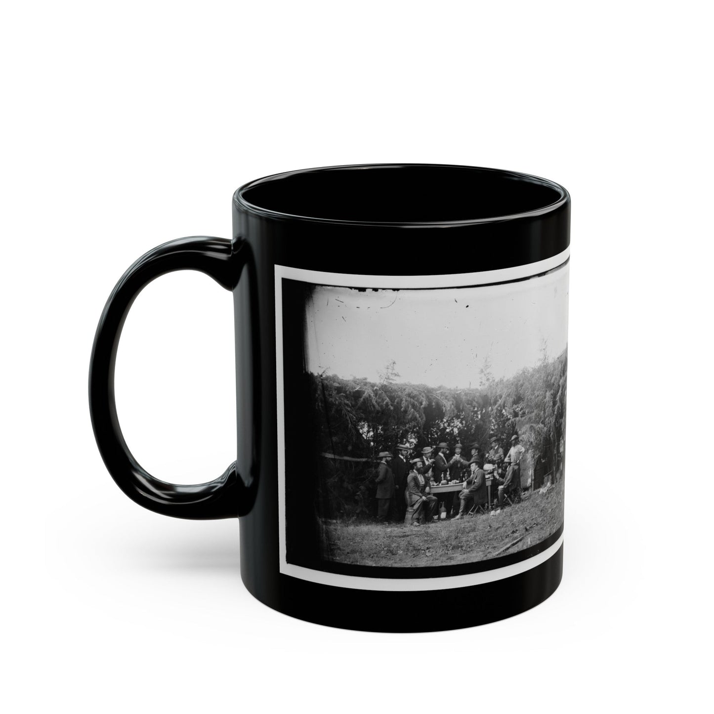 Petersburg, Virginia. Group At Telegraphic Corps Quarters. Headquarters, Army Of The Potomac (U.S. Civil War) Black Coffee Mug