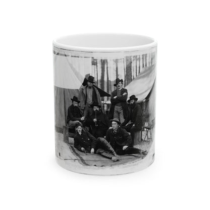 Petersburg, Virginia. Group Of Engineers And Draughtsmen, Headquarters, Army Of The Potomac (U.S. Civil War) White Coffee Mug-11oz-The Sticker Space