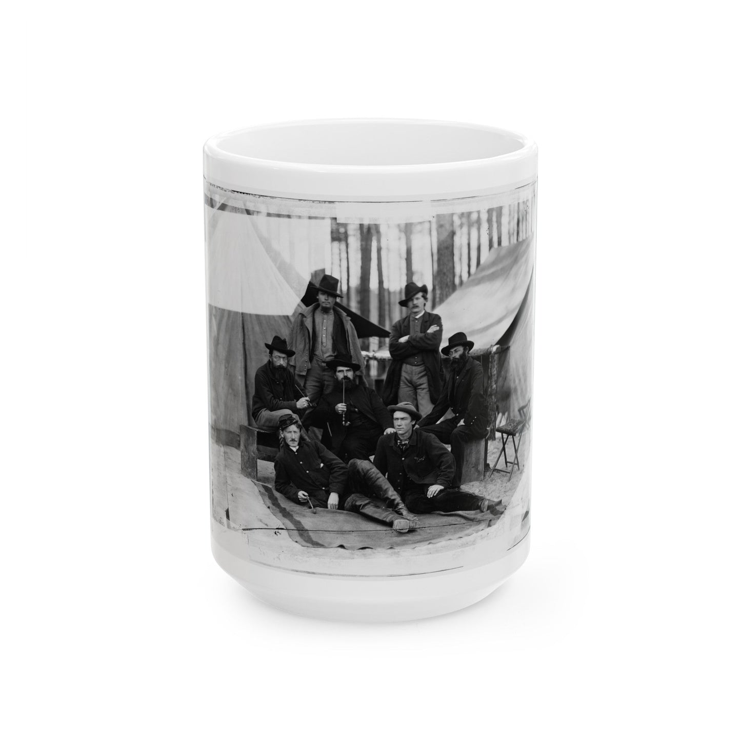Petersburg, Virginia. Group Of Engineers And Draughtsmen, Headquarters, Army Of The Potomac (U.S. Civil War) White Coffee Mug-15oz-The Sticker Space