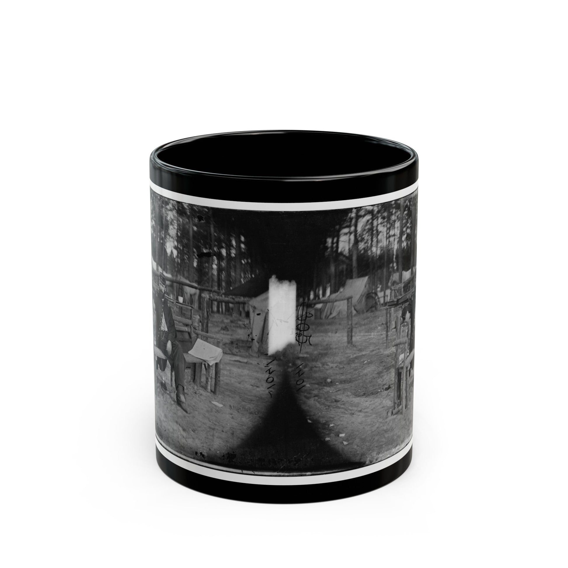 Petersburg, Virginia. Officer Seated 001 (U.S. Civil War) Black Coffee Mug-11oz-The Sticker Space