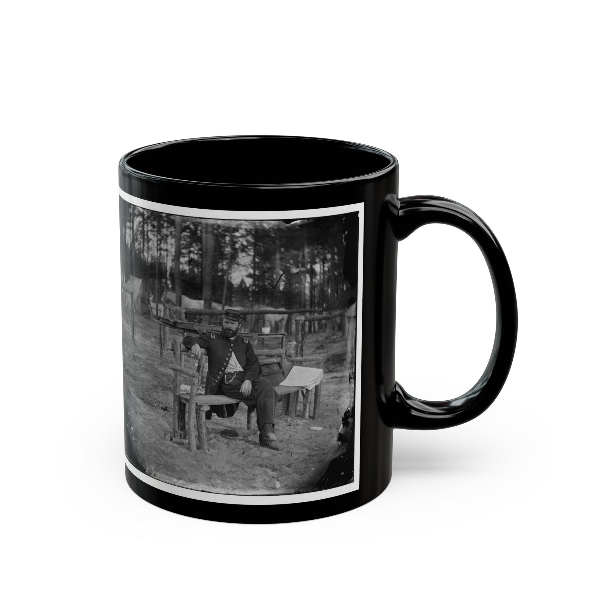 Petersburg, Virginia. Officer Seated 001 (U.S. Civil War) Black Coffee Mug-The Sticker Space