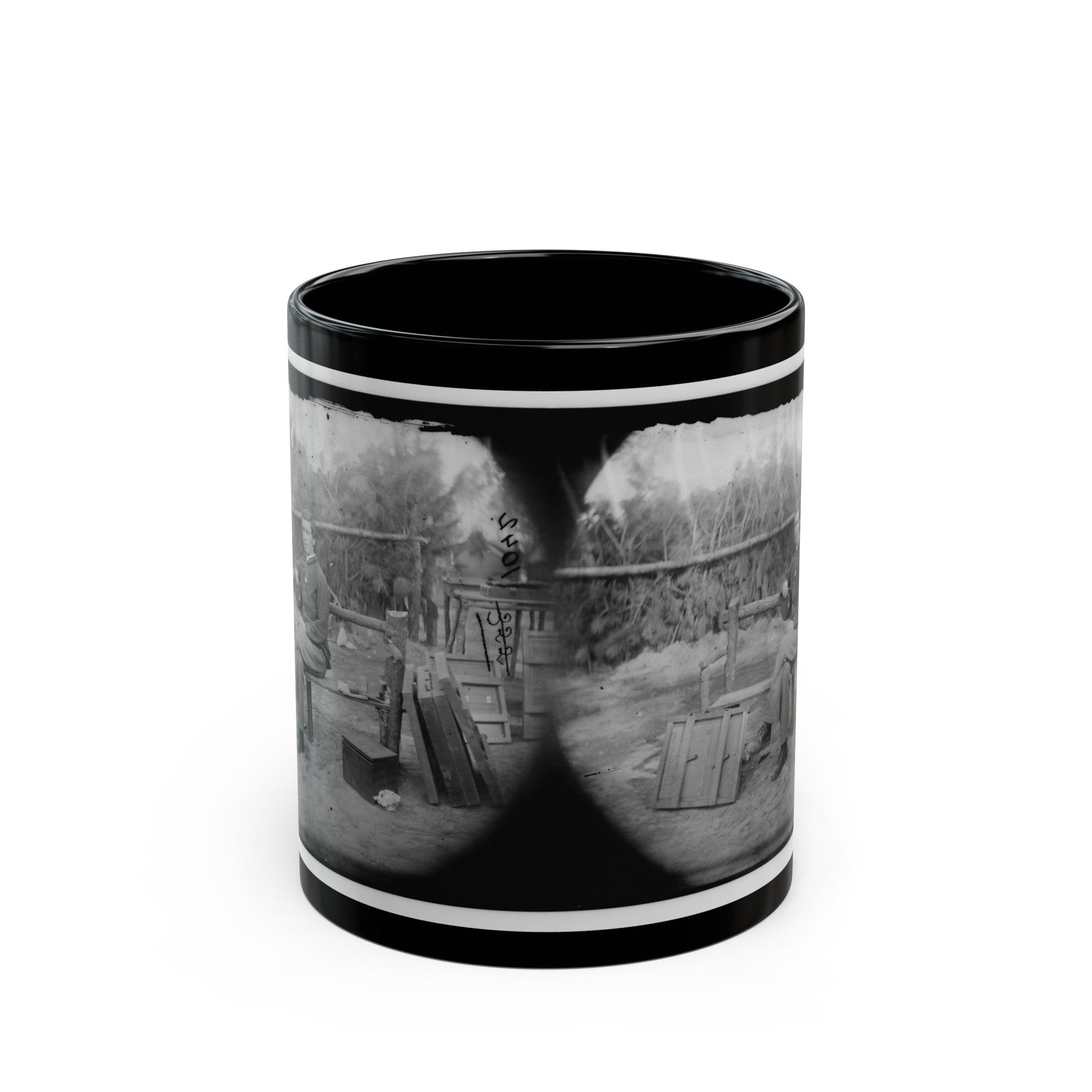 Petersburg, Virginia. Officer Seated (U.S. Civil War) Black Coffee Mug-11oz-The Sticker Space