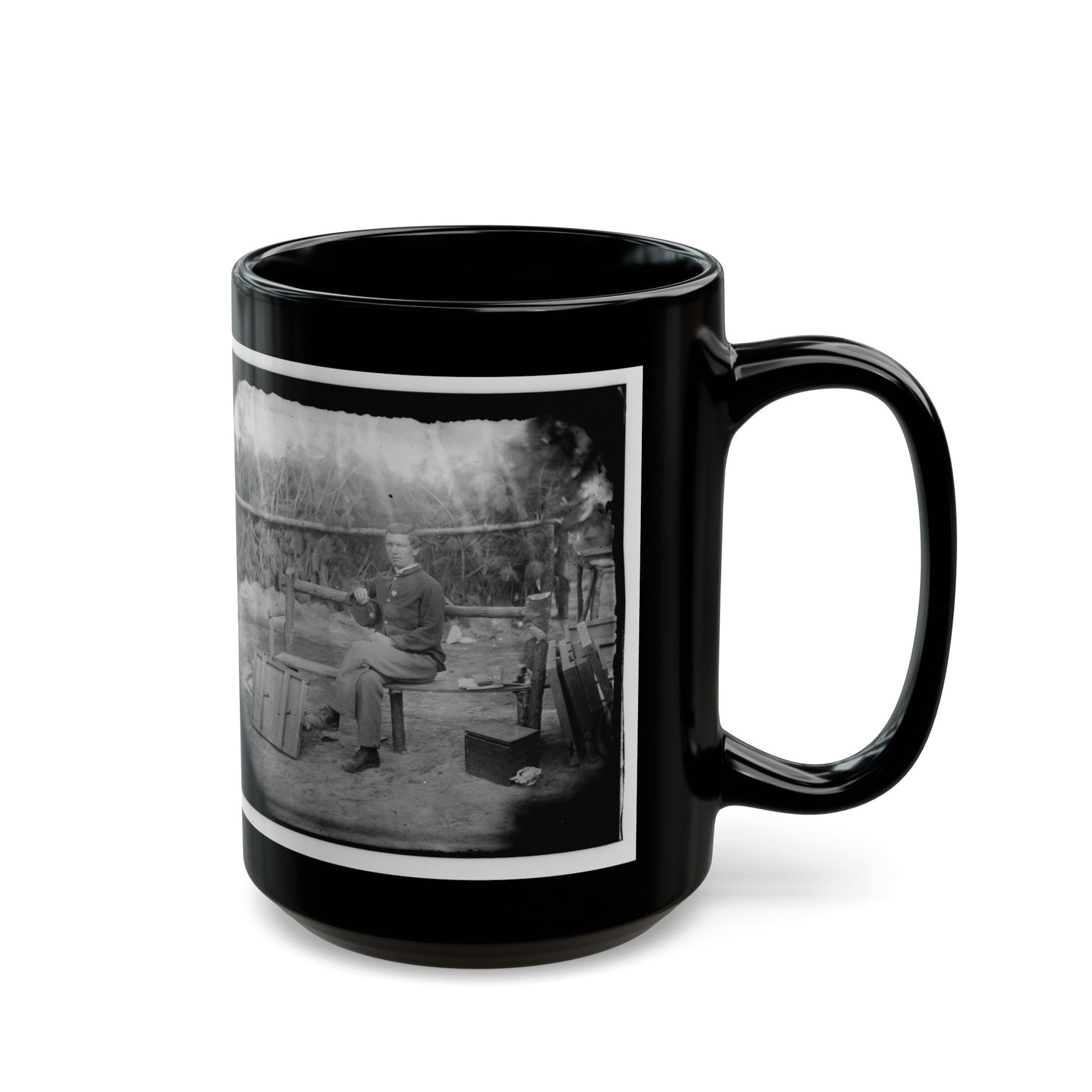 Petersburg, Virginia. Officer Seated (U.S. Civil War) Black Coffee Mug-The Sticker Space