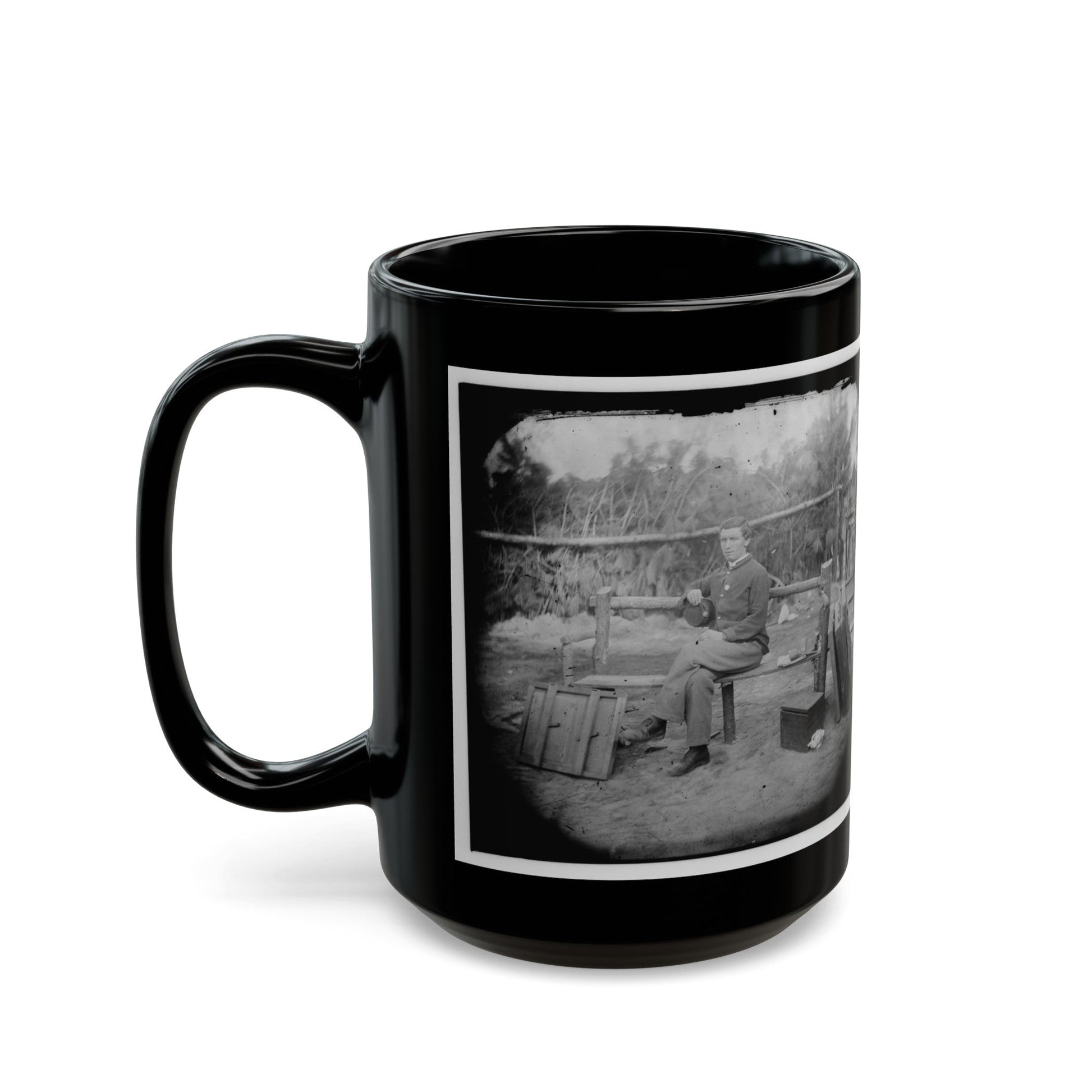 Petersburg, Virginia. Officer Seated (U.S. Civil War) Black Coffee Mug-The Sticker Space