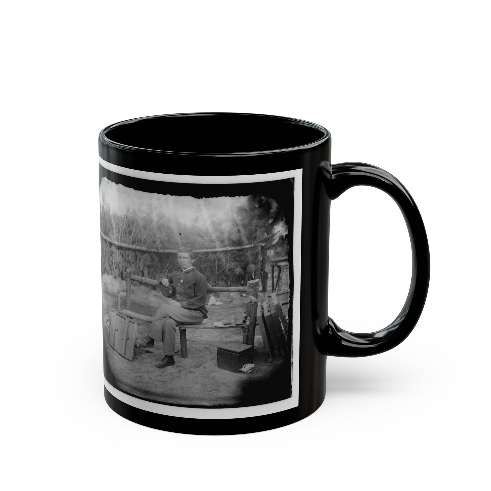 Petersburg, Virginia. Officer Seated (U.S. Civil War) Black Coffee Mug-The Sticker Space