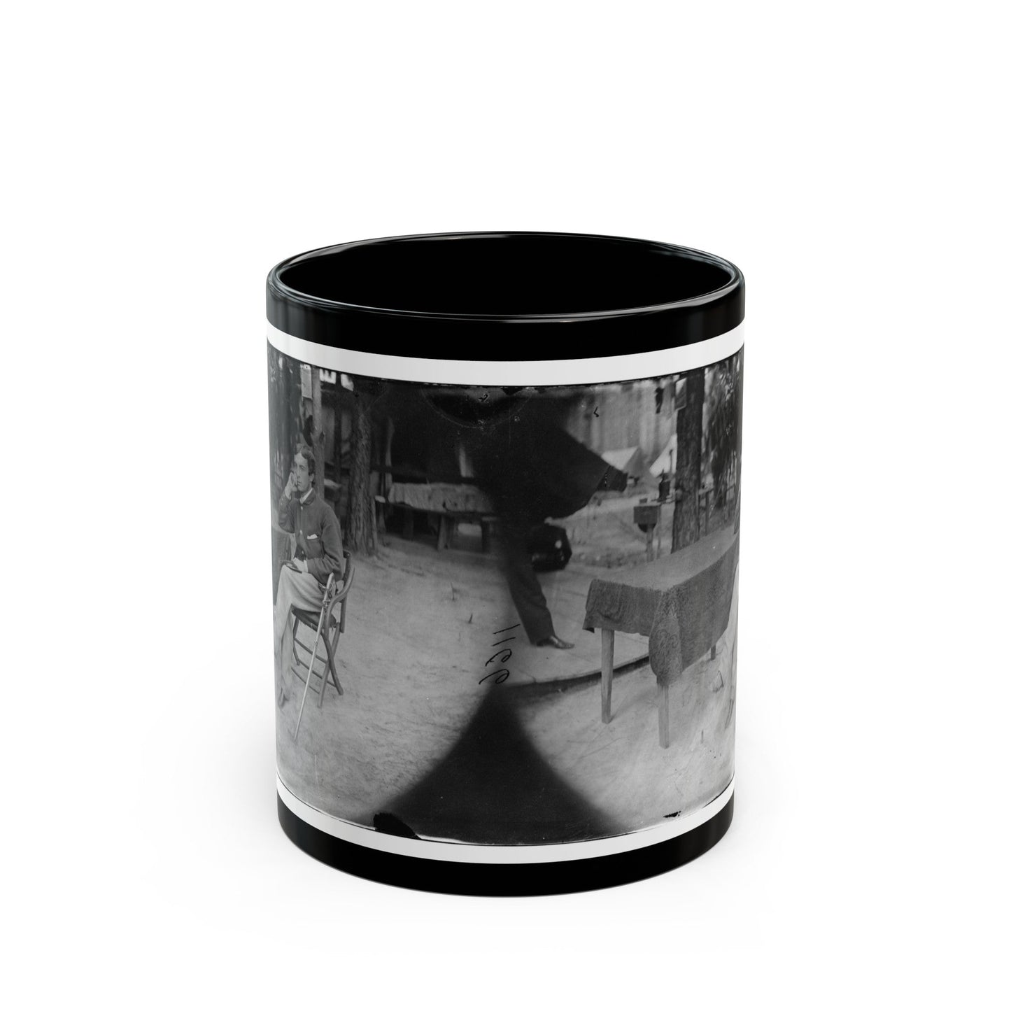 Petersburg, Virginia. Soldier Seated At Table (U.S. Civil War) Black Coffee Mug-11oz-The Sticker Space