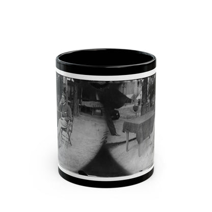 Petersburg, Virginia. Soldier Seated At Table (U.S. Civil War) Black Coffee Mug-11oz-The Sticker Space