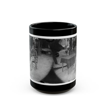 Petersburg, Virginia. Soldier Seated At Table (U.S. Civil War) Black Coffee Mug-15oz-The Sticker Space