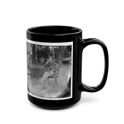 Petersburg, Virginia. Soldier Seated At Table (U.S. Civil War) Black Coffee Mug-The Sticker Space