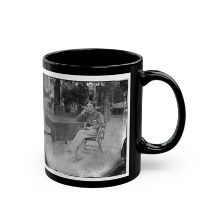 Petersburg, Virginia. Soldier Seated At Table (U.S. Civil War) Black Coffee Mug-The Sticker Space