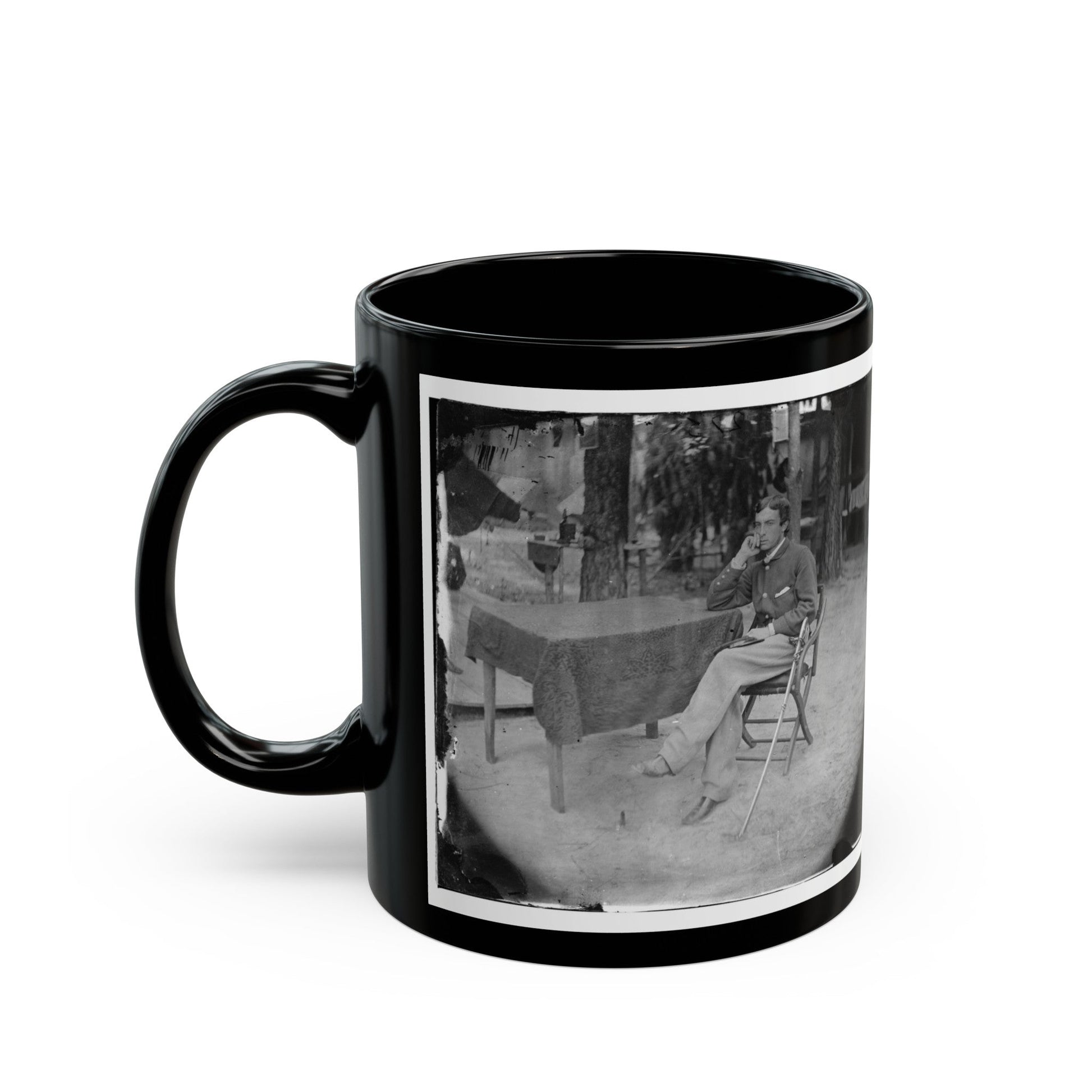 Petersburg, Virginia. Soldier Seated At Table (U.S. Civil War) Black Coffee Mug-The Sticker Space