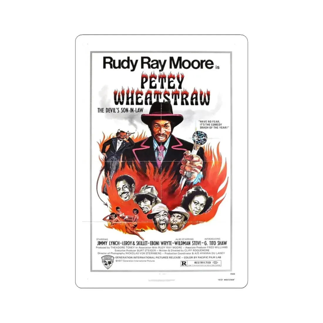 PETEY WHEATSTRAW 1977 Movie Poster - STICKER Vinyl Kiss-Cut Decal 3 Inch White - The Sticker Space